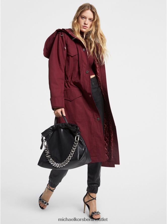 Kleidung de Michael Kors Frauen wasserabweisender Parka aus Baumwolltwill dunkles Rubin 404V22257