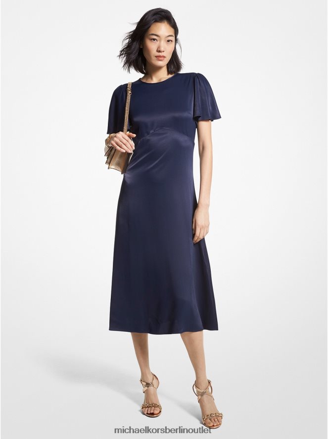 Kleidung de Michael Kors Frauen Charmeuse-Kleid Mitternachtsblau 404V2249