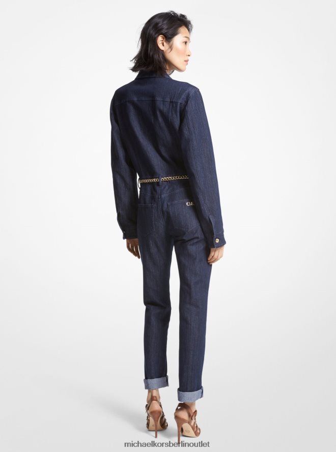Kleidung de Michael Kors Frauen Denim-Jumpsuit mit Gürtel spülen 404V2234