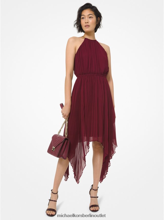 Kleidung de Michael Kors Frauen Einstecktuchkleid aus Georgette dunkles Rubin 404V22189