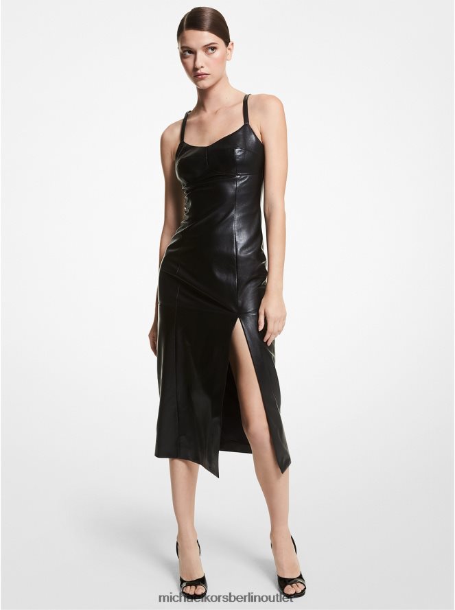 Kleidung de Michael Kors Frauen Etuikleid aus Plonge-Leder aus der Kollektion Schwarz 404V223736
