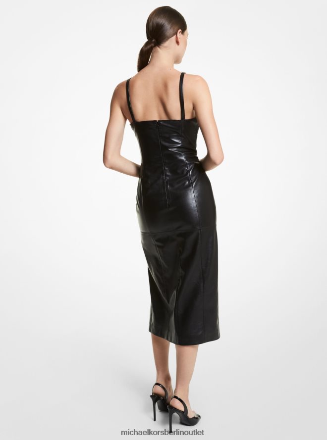 Kleidung de Michael Kors Frauen Etuikleid aus Plonge-Leder aus der Kollektion Schwarz 404V223736