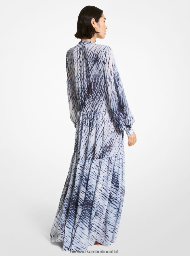 Kleidung de Michael Kors Frauen Georgette-Kaftan mit Wellenmuster Mitternachtsblau 404V22158