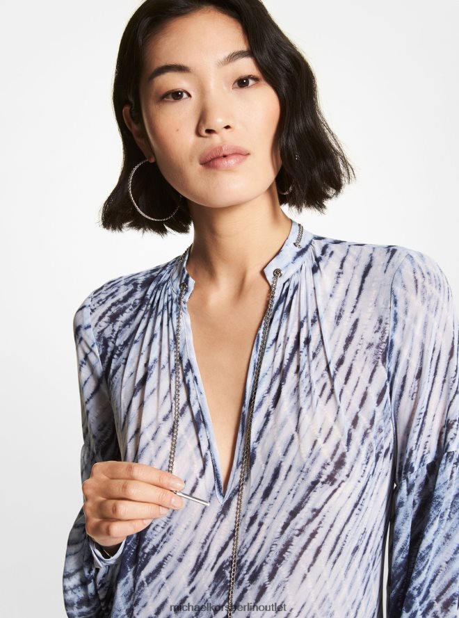 Kleidung de Michael Kors Frauen Georgette-Kaftan mit Wellenmuster Mitternachtsblau 404V22158