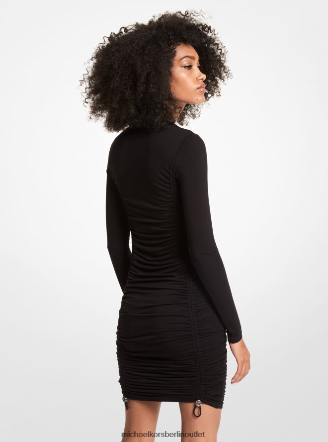 Kleidung de Michael Kors Frauen Gerafftes Kleid aus Stretch-Viskose Schwarz 404V22170