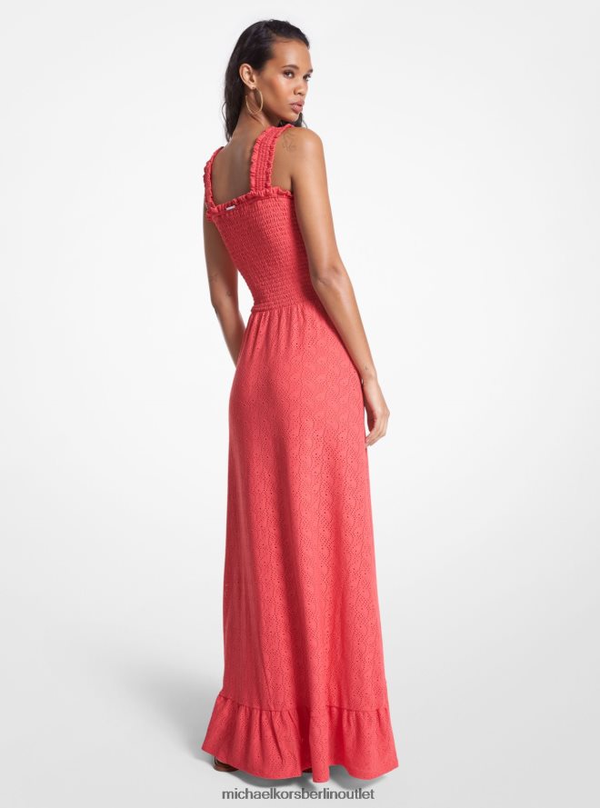 Kleidung de Michael Kors Frauen Gesmoktes, gewebtes Kleid mit Paisley-Ösen Geranie 404V2212