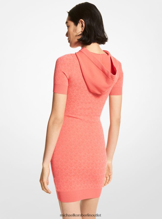 Kleidung de Michael Kors Frauen Kapuzenkleid aus Jacquard mit Logo Sangria 404V22149