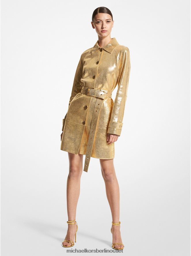 Kleidung de Michael Kors Frauen Kollektion Balmacaan mit metallischem Wildledergürtel Gold 404V223461