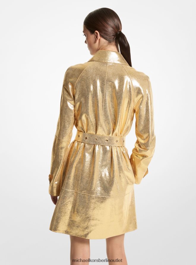 Kleidung de Michael Kors Frauen Kollektion Balmacaan mit metallischem Wildledergürtel Gold 404V223461