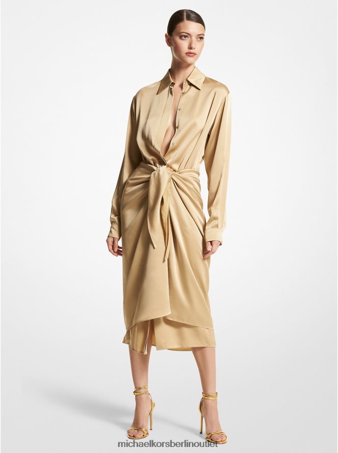 Kleidung de Michael Kors Frauen Kollektion Charmeuse-Sarong-Hemdkleid Düne 404V223468
