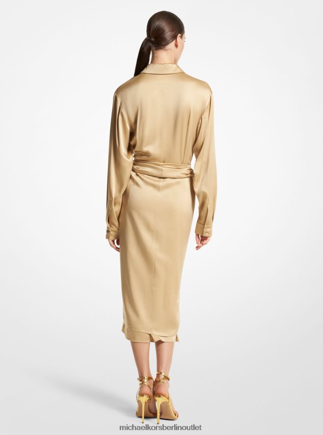 Kleidung de Michael Kors Frauen Kollektion Charmeuse-Sarong-Hemdkleid Düne 404V223468