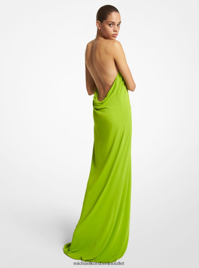 Kleidung de Michael Kors Frauen Kollektion Kleid aus Crêpe-Jersey mit Halskette Kalk 404V223519