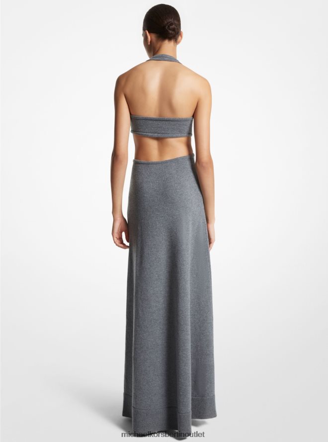 Kleidung de Michael Kors Frauen Kollektion Neckholder-Kleid aus Stretch-Kaschmir mit Ausschnitten Banker grau 404V223658