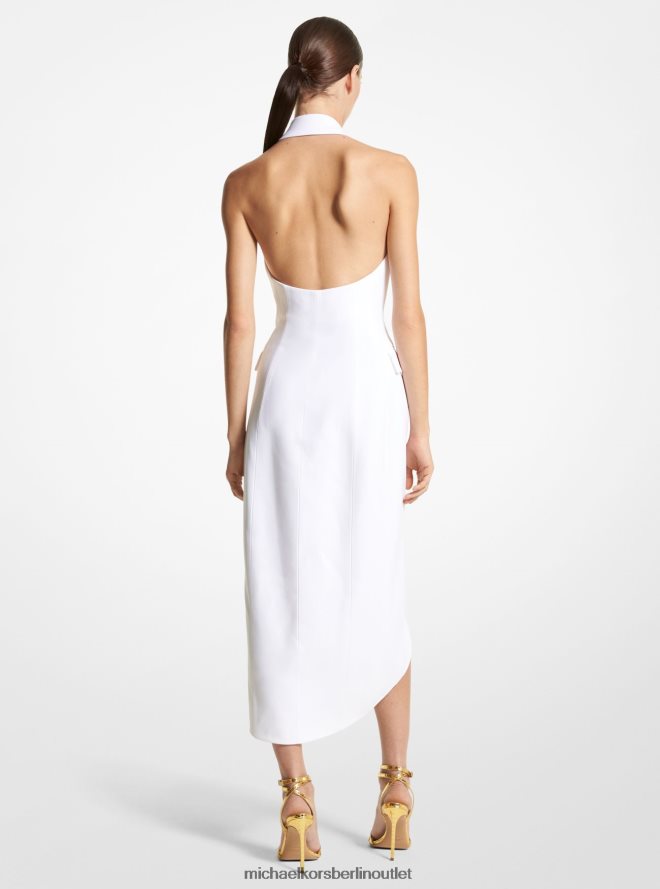 Kleidung de Michael Kors Frauen Kollektion: Neckholder-Smokingkleid aus doppeltem Crêpe-Zobel Optik weiß 404V223439