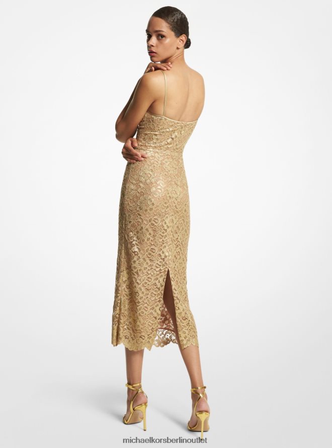 Kleidung de Michael Kors Frauen Kollektion: Unterkleid aus metallischer Spitze mit Blumenmuster Gold 404V223451