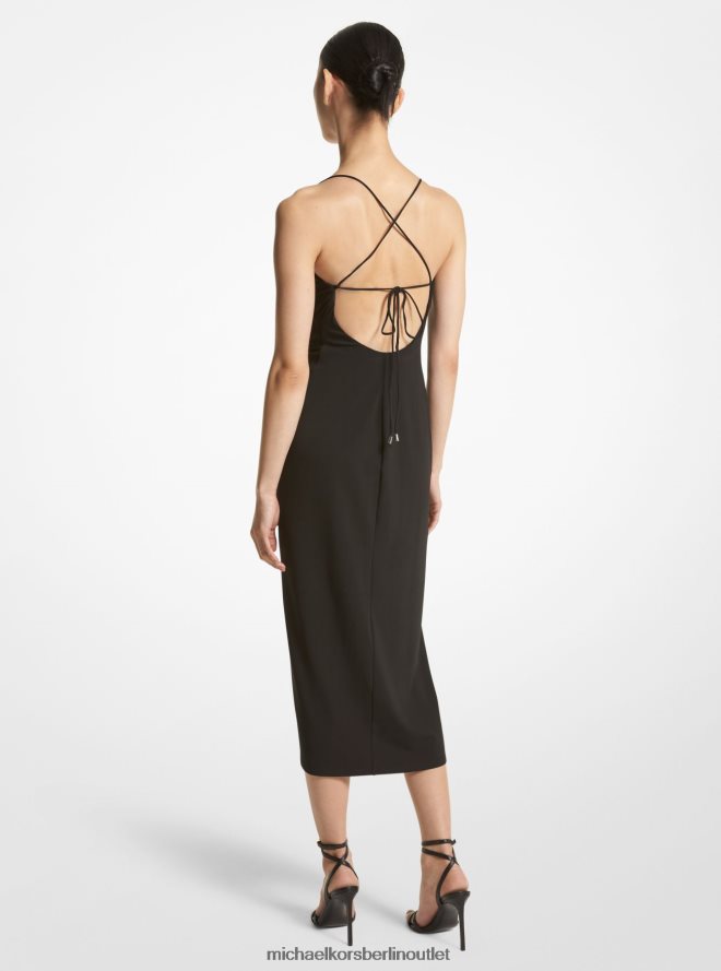 Kleidung de Michael Kors Frauen Kollektion gerafftes Kleid aus mattem Stretch-Jersey Schwarz 404V223385