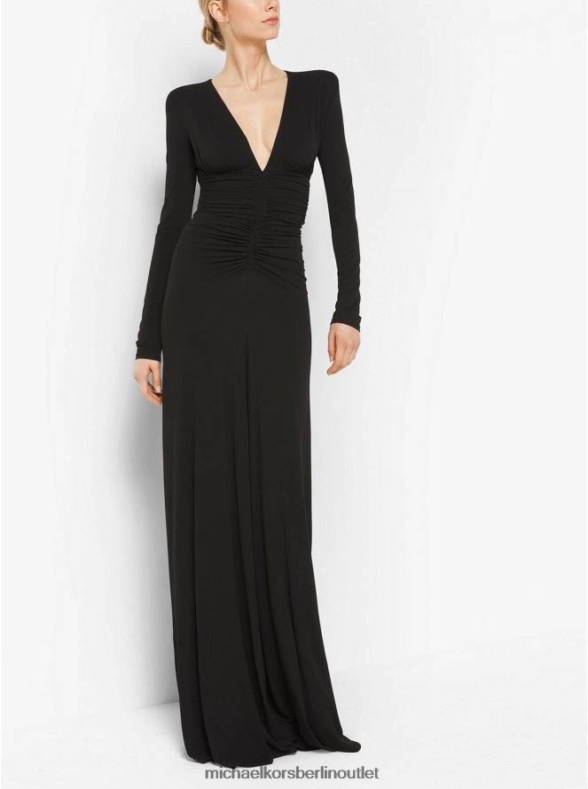 Kleidung de Michael Kors Frauen Kollektion gerafftes Kleid aus mattem Stretch-Jersey Schwarz 404V223702