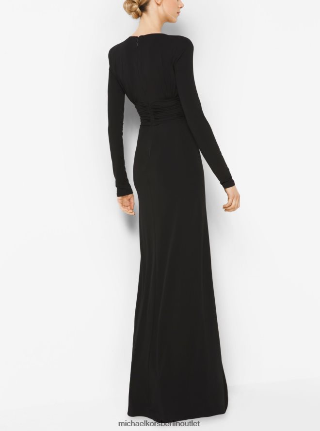 Kleidung de Michael Kors Frauen Kollektion gerafftes Kleid aus mattem Stretch-Jersey Schwarz 404V223702