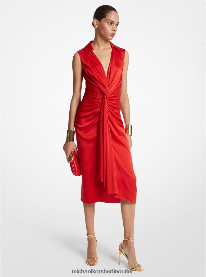 Kleidung de Michael Kors Frauen Kollektion ärmelloses Hemdkleid aus Satin-Charmeuse Mohn 404V223479