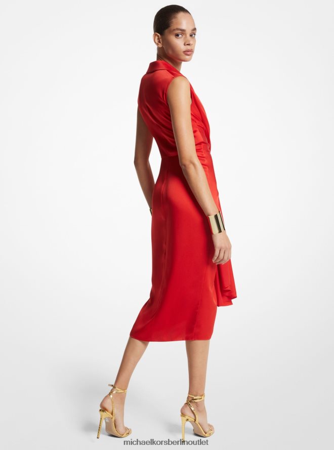 Kleidung de Michael Kors Frauen Kollektion ärmelloses Hemdkleid aus Satin-Charmeuse Mohn 404V223479