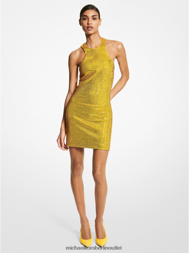 Kleidung de Michael Kors Frauen Minikleid aus Crêpe-Jersey mit Kristallverzierung aus der Kollektion Ringelblume 404V223636