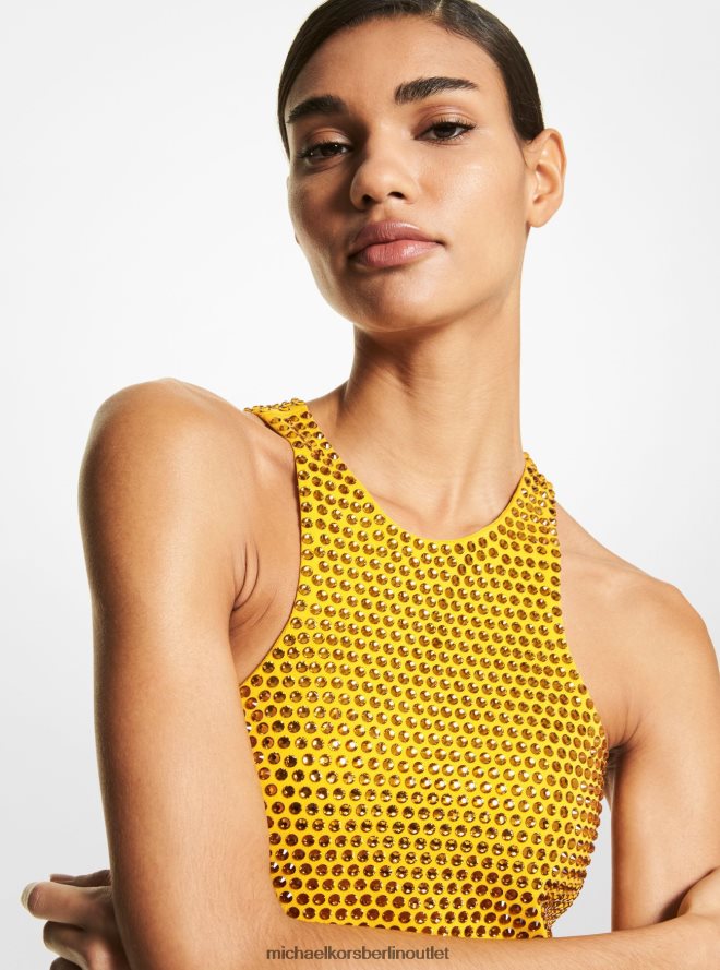 Kleidung de Michael Kors Frauen Minikleid aus Crêpe-Jersey mit Kristallverzierung aus der Kollektion Ringelblume 404V223636