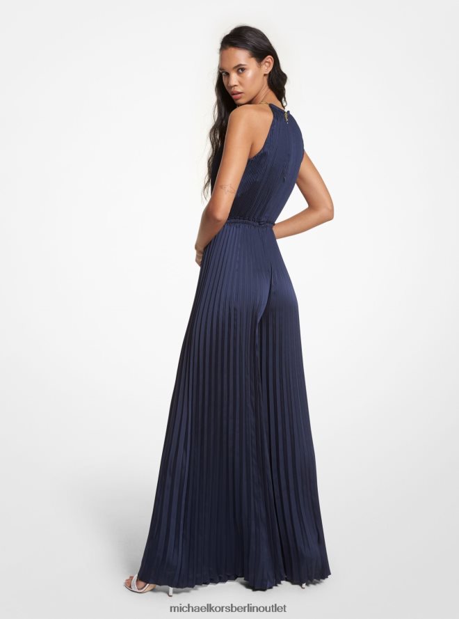 Kleidung de Michael Kors Frauen Neckholder-Jumpsuit aus Satin Mitternachtsblau 404V226