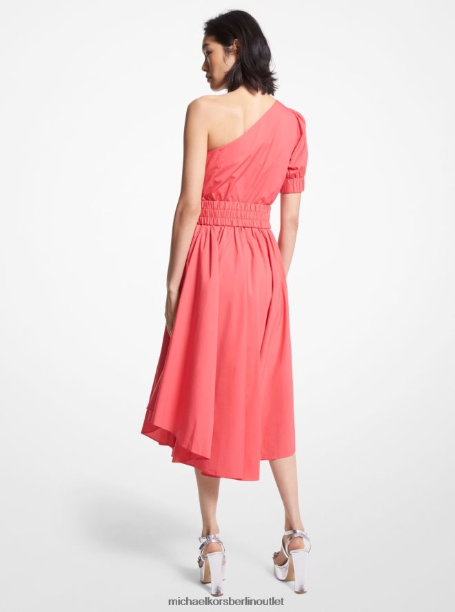 Kleidung de Michael Kors Frauen One-Shoulder-Kleid aus Stretch-Baumwollpopeline Geranie 404V22185
