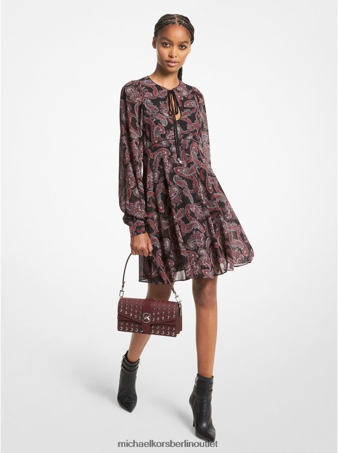 Kleidung de Michael Kors Frauen Paisley-Georgette-Kleid Royalpink 404V22108