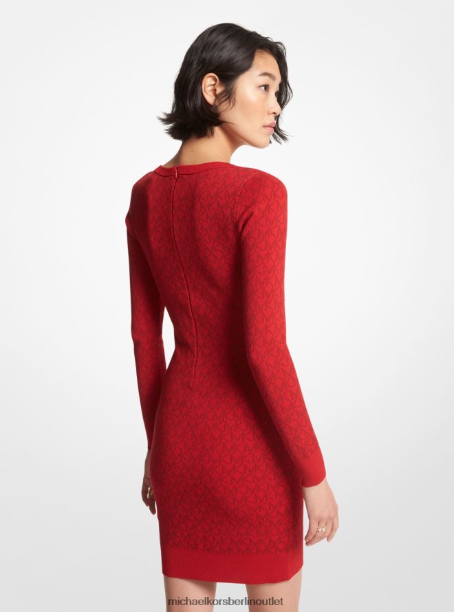 Kleidung de Michael Kors Frauen Pulloverkleid aus Jacquard mit Logo purpurrot 404V22135