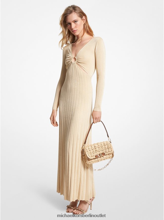Kleidung de Michael Kors Frauen Ring-Maxikleid aus metallischem Stretch-Strick Gold 404V2242