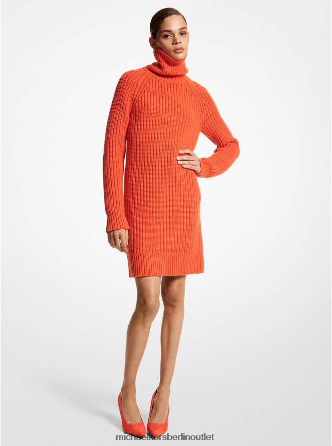 Kleidung de Michael Kors Frauen Rollkragenkleid aus Kaschmir-Kollektion orange 404V223641