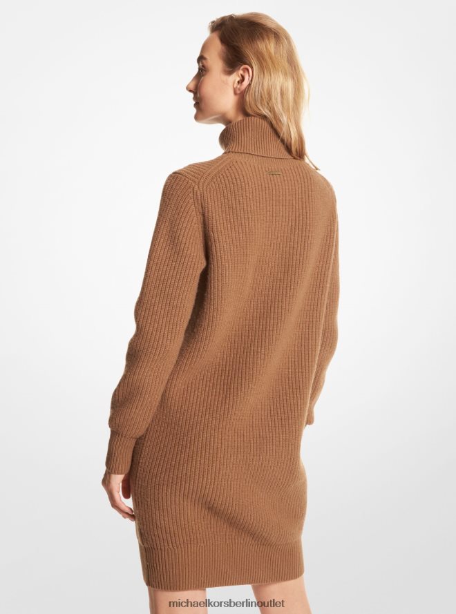 Kleidung de Michael Kors Frauen Rollkragenpulloverkleid aus gerippter Woll- und Kaschmirmischung Schale 404V22137