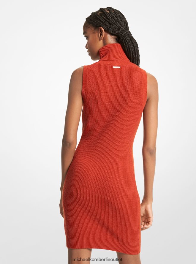 Kleidung de Michael Kors Frauen Ärmelloses Rollkragenkleid aus gerippter Woll- und Kaschmirmischung Siena 404V22123