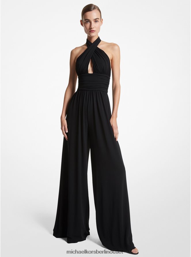 Kleidung de Michael Kors Frauen Kollektion Neckholder-Jumpsuit aus Stretch-Jersey Schwarz 404V223660