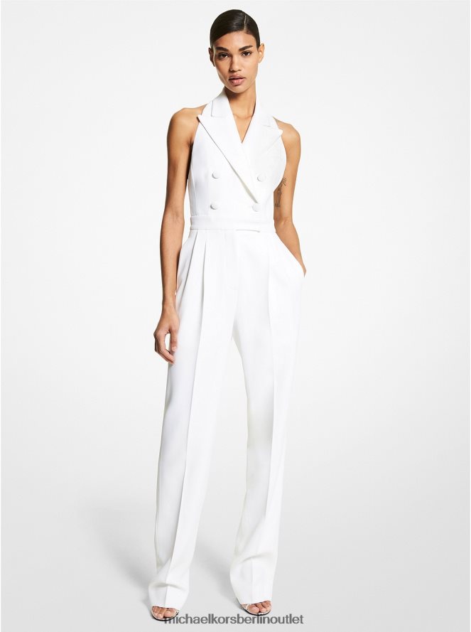 Kleidung de Michael Kors Frauen Neckholder-Jumpsuit aus Doppelkrepp-Zobel-Kollektion Optik weiß 404V223616