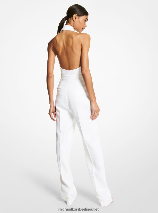 Kleidung de Michael Kors Frauen Neckholder-Jumpsuit aus Doppelkrepp-Zobel-Kollektion Optik weiß 404V223616