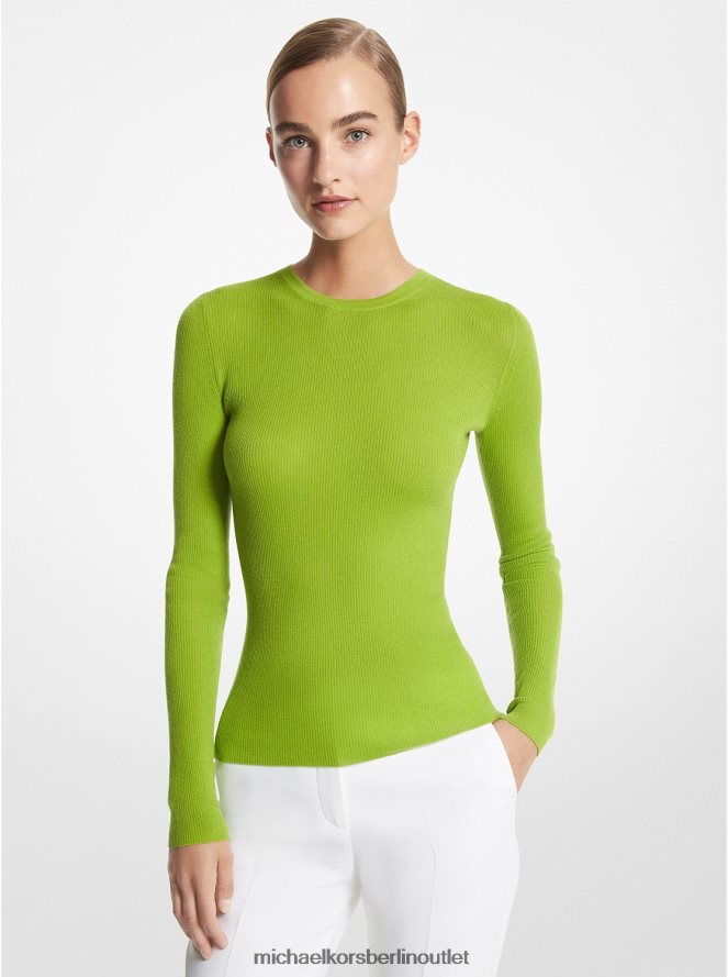 Kleidung de Michael Kors Frauen Federleichter Kaschmirpullover aus der Hutton-Kollektion Kalk 404V223495