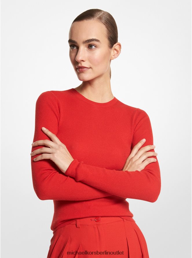 Kleidung de Michael Kors Frauen Federleichter Kaschmirpullover aus der Hutton-Kollektion Mohn 404V223492