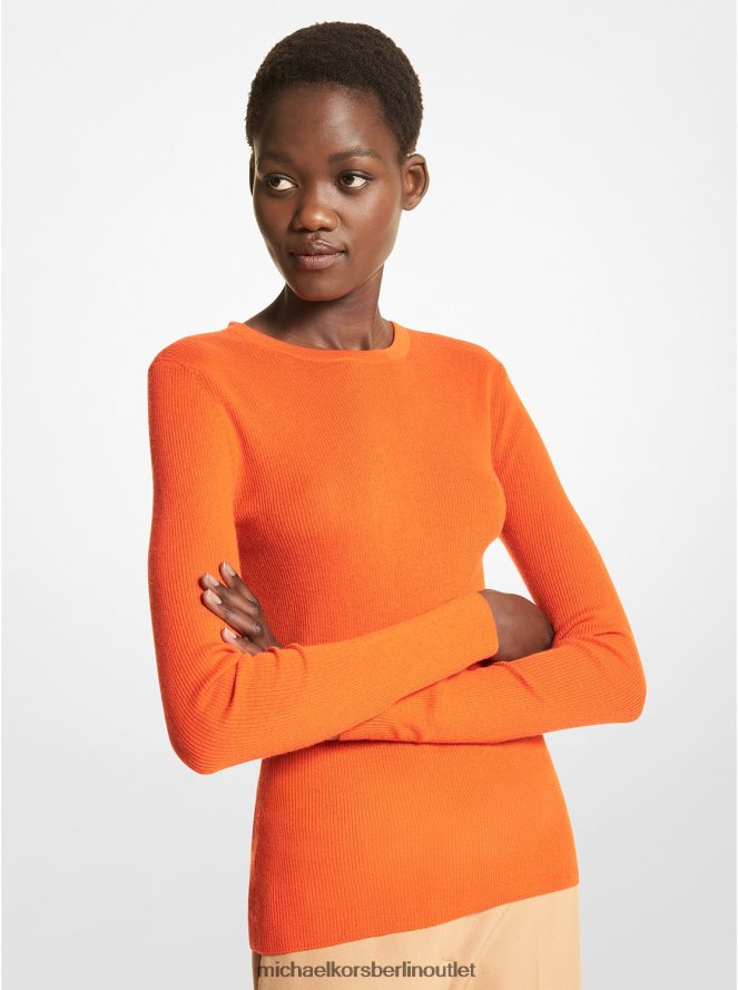 Kleidung de Michael Kors Frauen Federleichter Kaschmirpullover aus der Hutton-Kollektion orange 404V223508