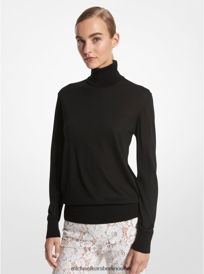 Kleidung de Michael Kors Frauen Kollektion Joan – federleichter Rollkragenpullover aus Seide Schwarz 404V223528