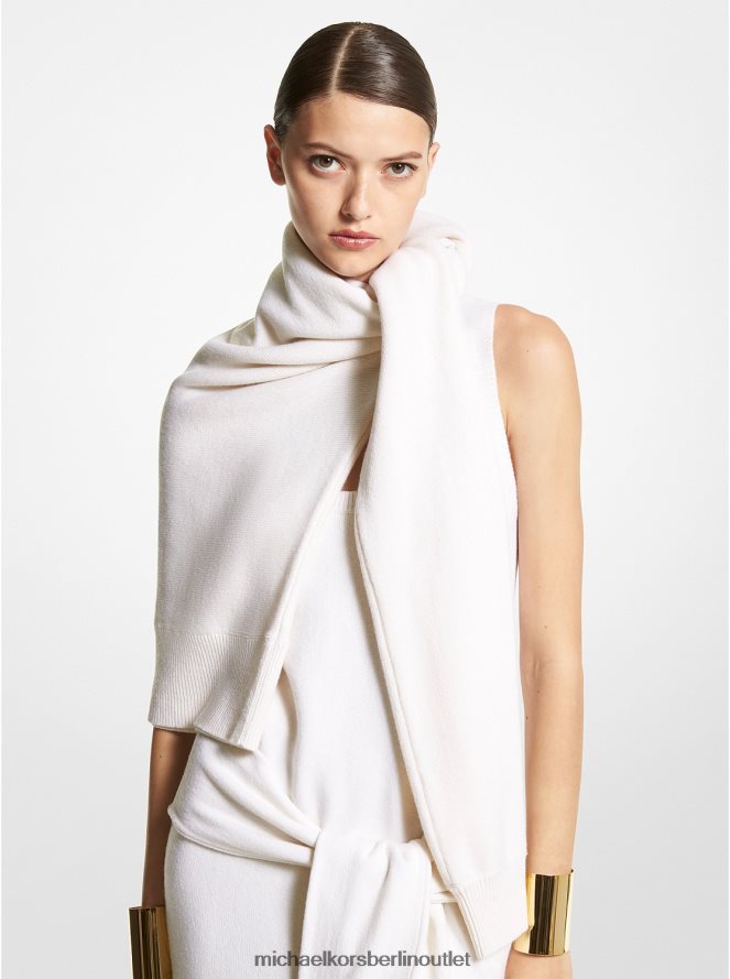 Kleidung de Michael Kors Frauen Kollektion Kaschmir-Pullover-Schal Optik weiß 404V223488