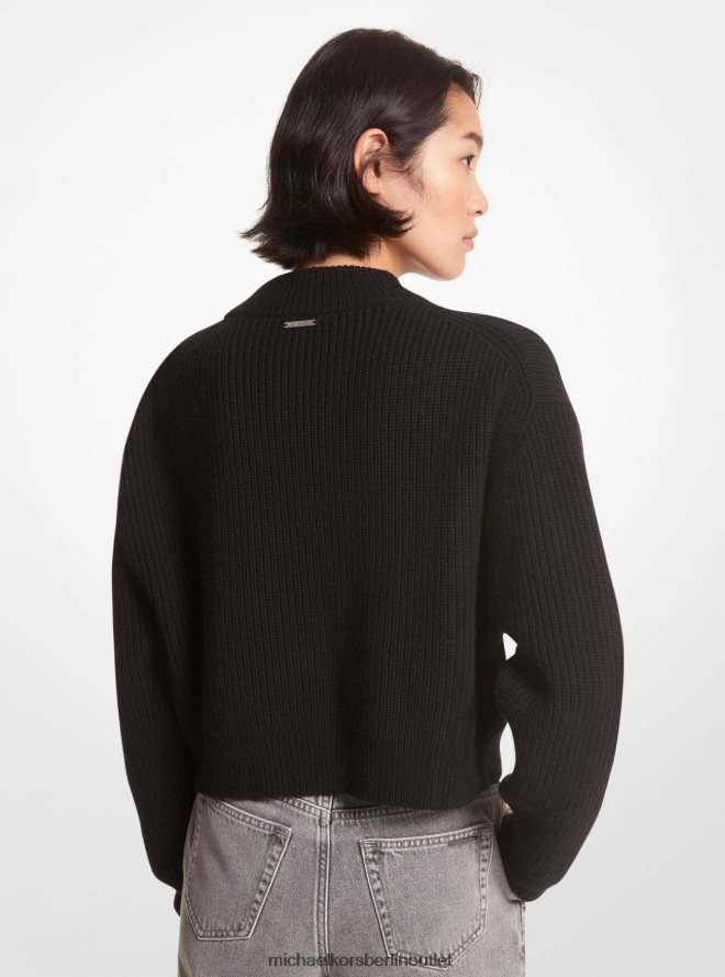 Kleidung de Michael Kors Frauen Pullover aus Wollmischung mit verziertem Logo Schwarz 404V22433