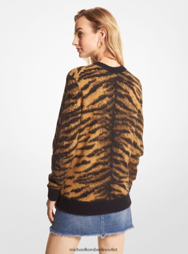 Kleidung de Michael Kors Frauen Pullover aus gebürstetem Tiger-Jacquard Ringelblume 404V22444