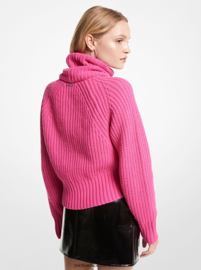 Kleidung de Michael Kors Frauen Wandelbarer Pullover aus gerippter Merinowollmischung cerise 404V22416