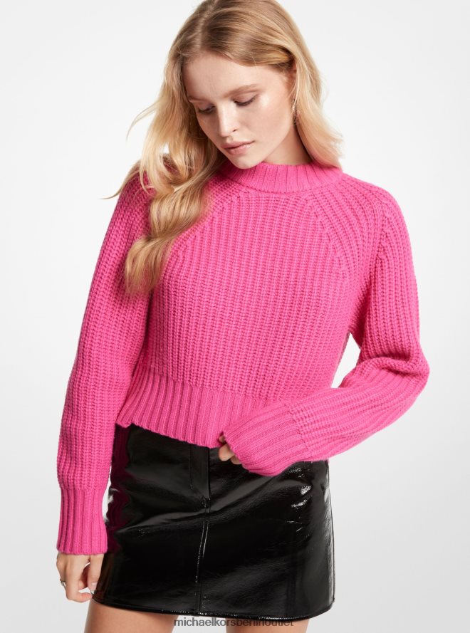Kleidung de Michael Kors Frauen Wandelbarer Pullover aus gerippter Merinowollmischung cerise 404V22416