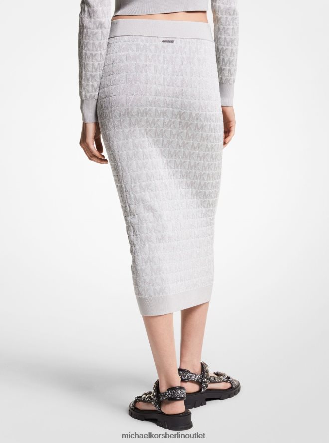 Kleidung de Michael Kors Frauen Bleistiftrock aus Jacquard mit Metallic-Logo Nickel 404V22612