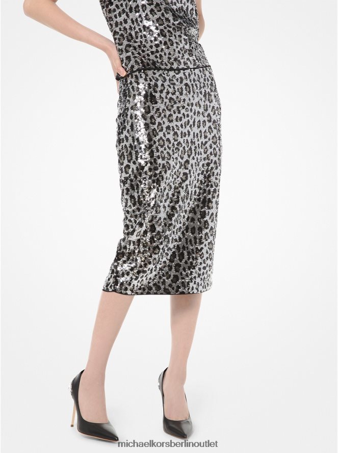 Kleidung de Michael Kors Frauen Bleistiftrock mit Leoparden-Pailletten Rotguss 404V22621