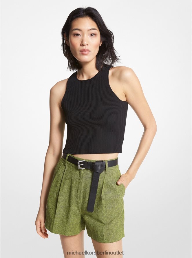 Kleidung de Michael Kors Frauen Faltenshorts aus Leinenmischung BRT Limeade 404V22590