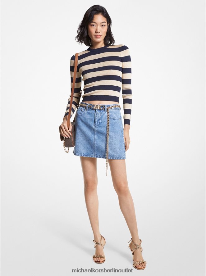 Kleidung de Michael Kors Frauen Jeans-Minirock mit Gürtel Engelblaue Waschung 404V22582